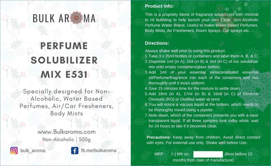 BA Perfume Solubilizer Mix E531 (for Air Fresheners, Body Mists, Pet Sprays & Perfume Water Brand) - PR-100KA - Solubilizers/Surfactants/Emulsifiers - Bulkaroma - Bulkaroma